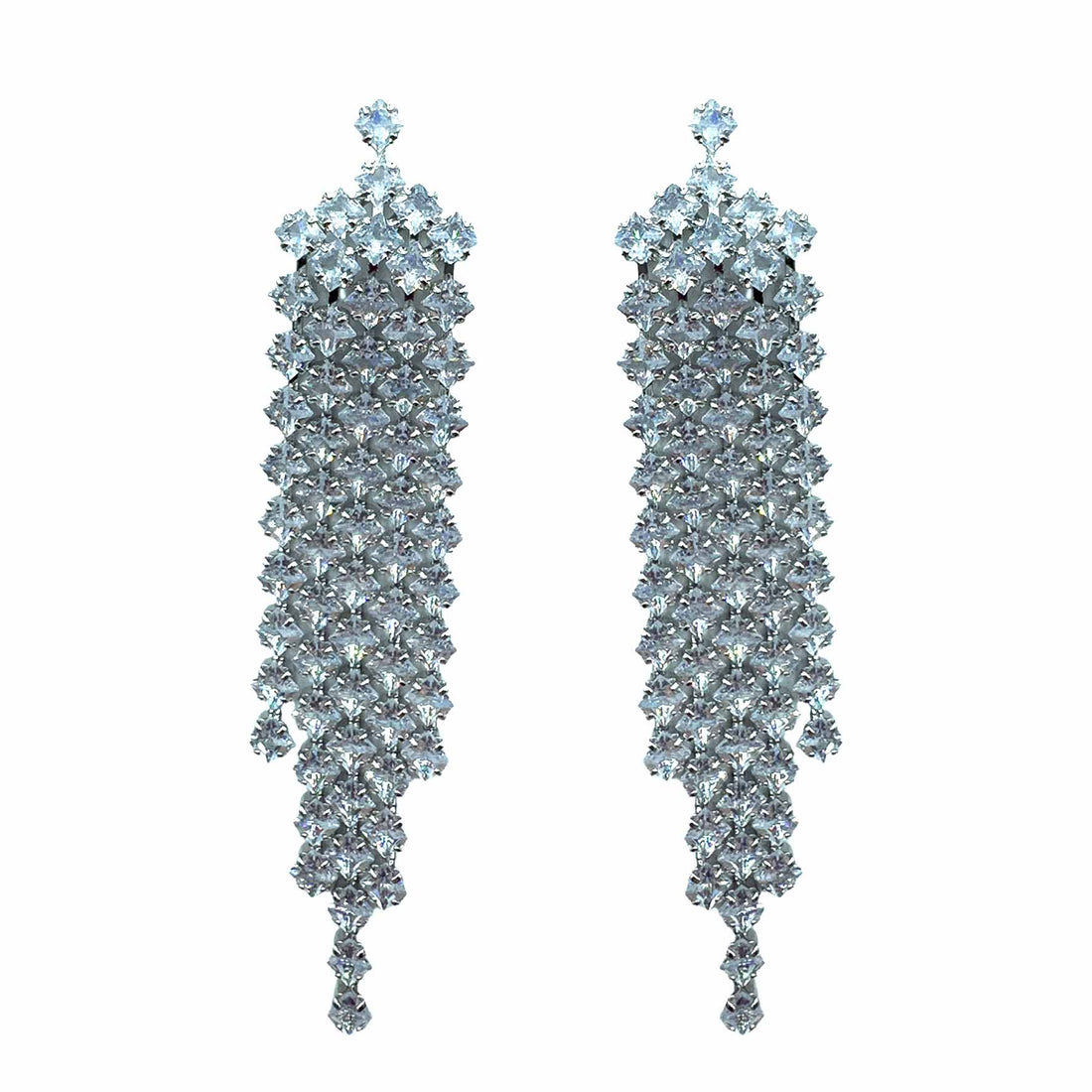 Palestro Milano Orecchini Silver Cascata di Cristalli Pendenti