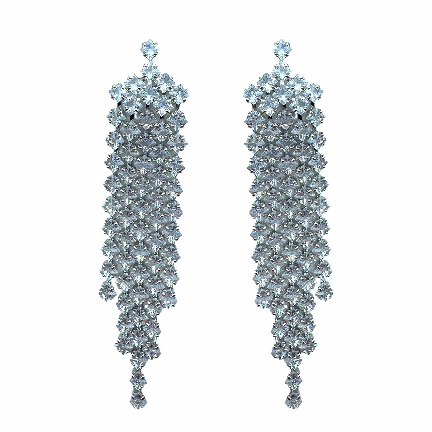 Palestro Milano Orecchini Silver Cascata di Cristalli Pendenti