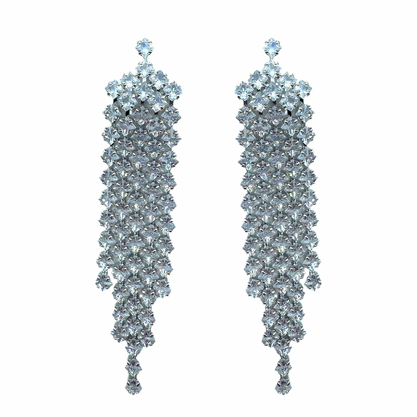 Palestro Milano Orecchini Silver Cascata di Cristalli Pendenti