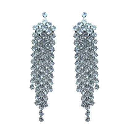 Palestro Milano Orecchini Silver Cascata di Cristalli Pendenti