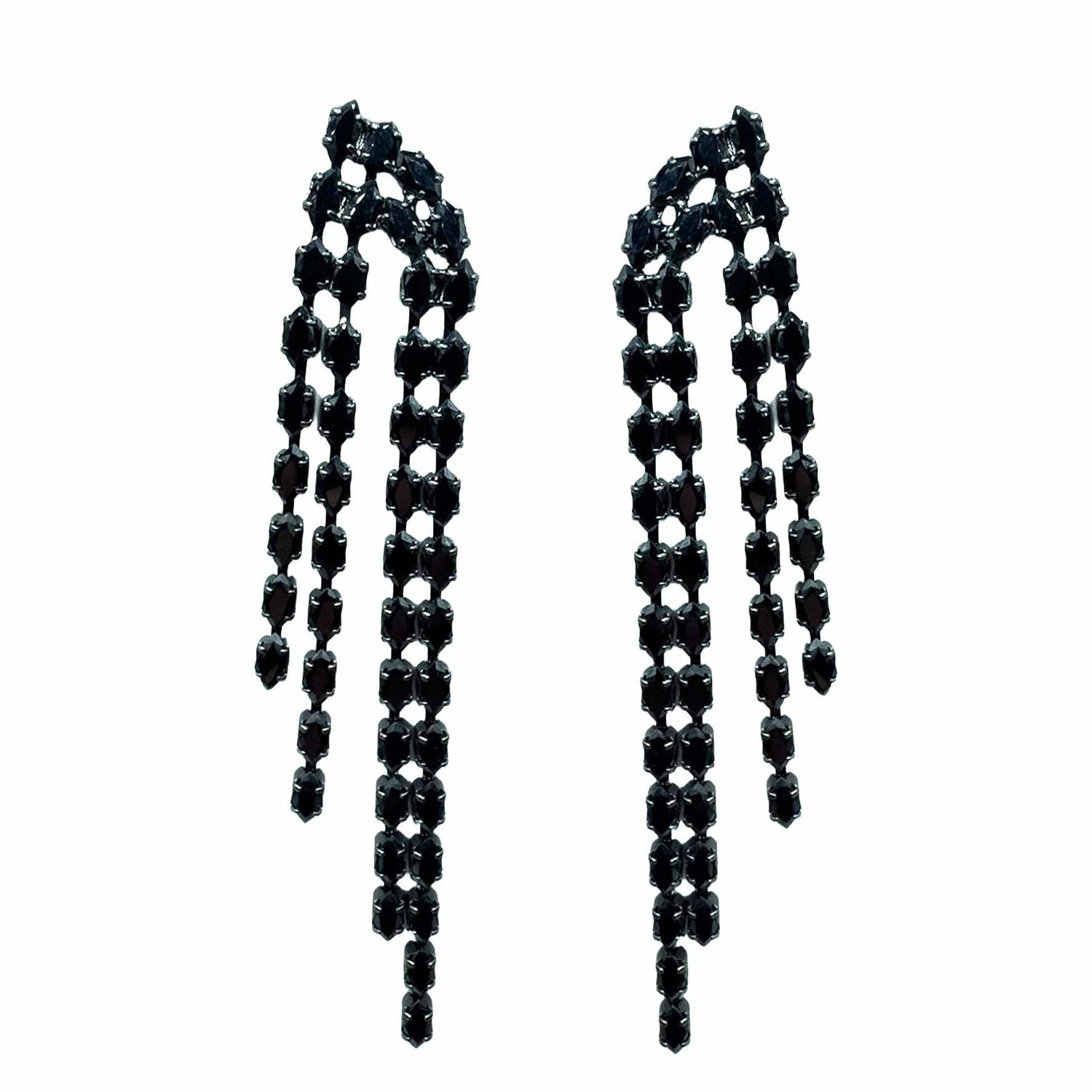Palestro Milano Orecchini Silver -Black Cascata di Gemme