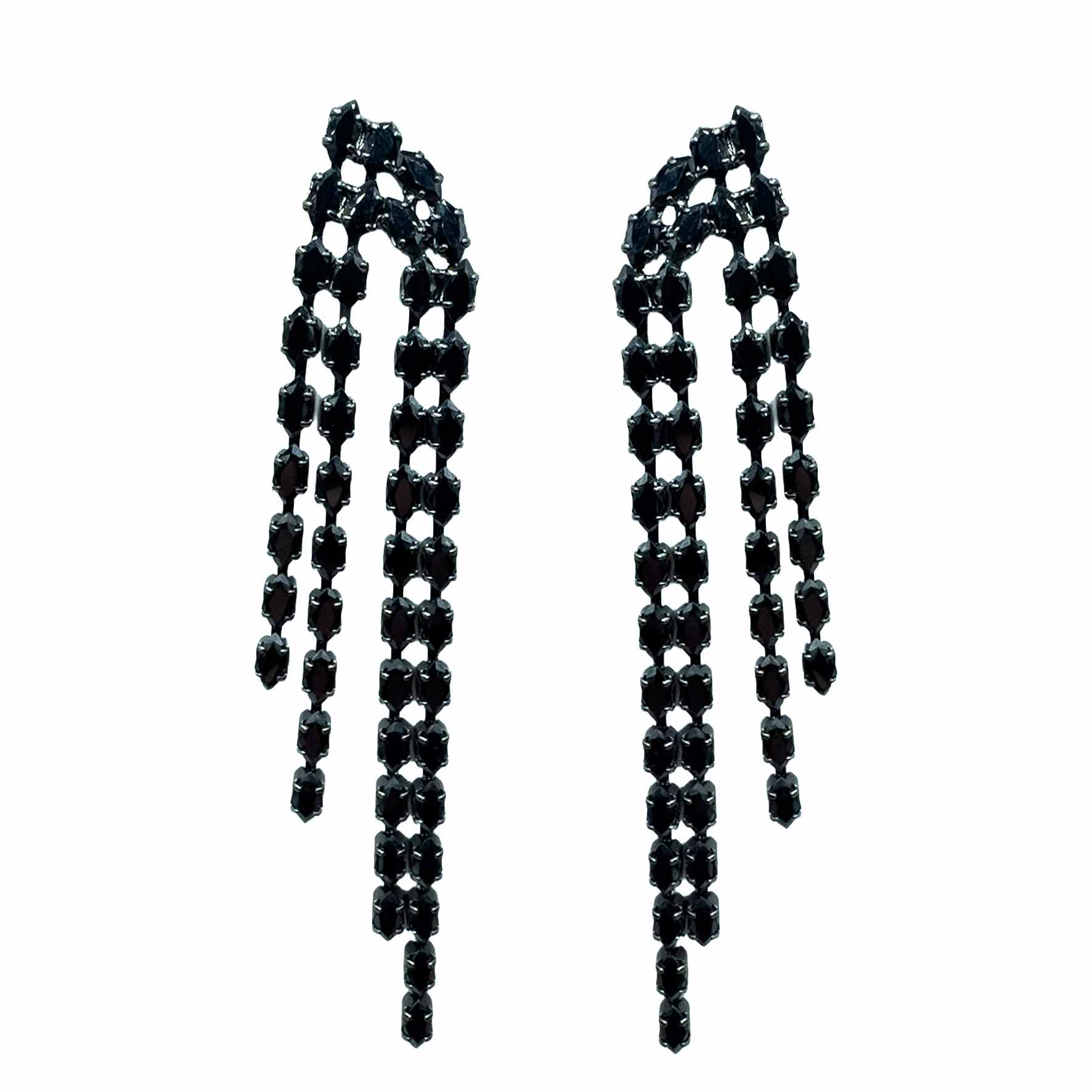 Palestro Milano Orecchini Silver -Black Cascata di Gemme
