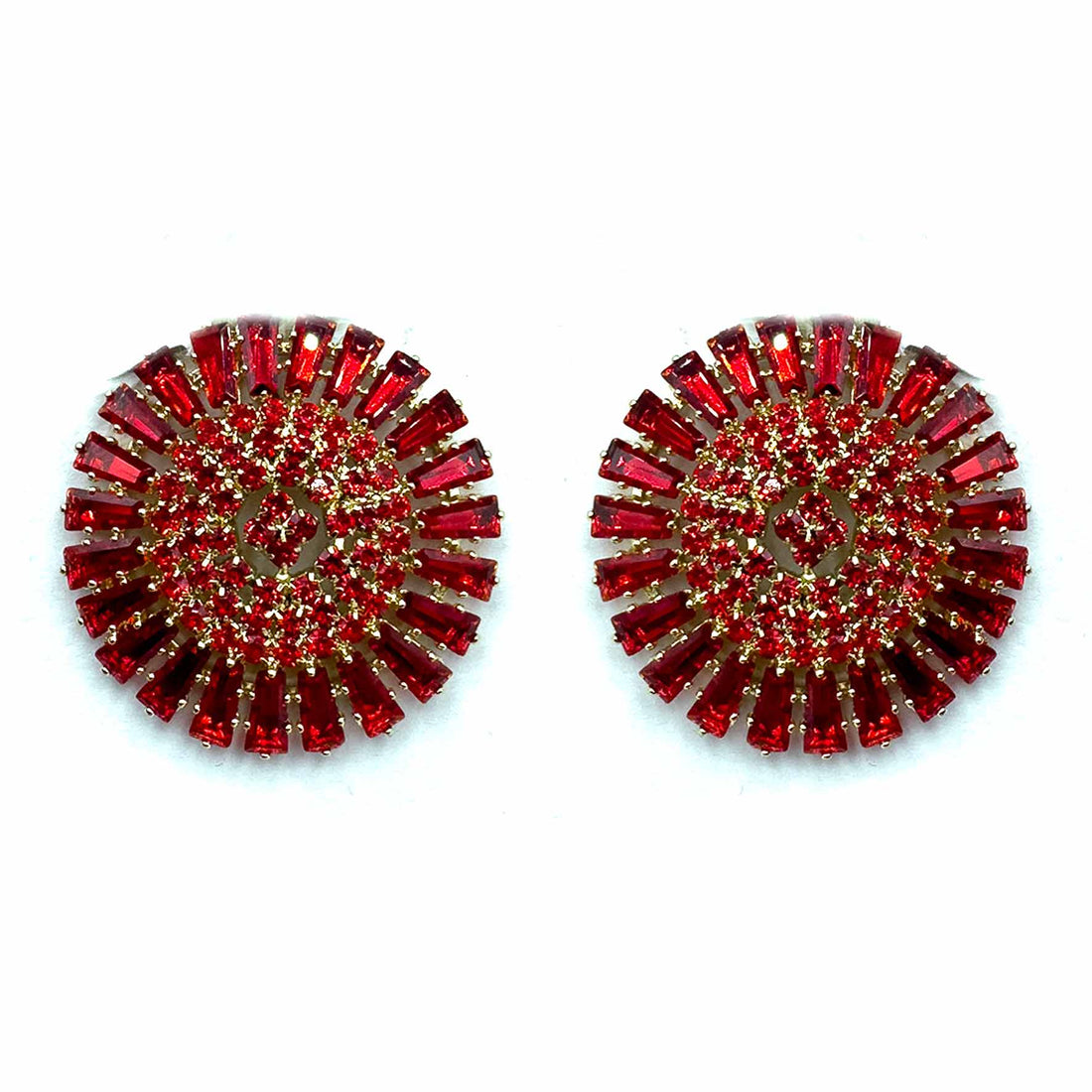 Palestro Milano Orecchini Base Gold - Rosso Cerchio Magico di Cristalli