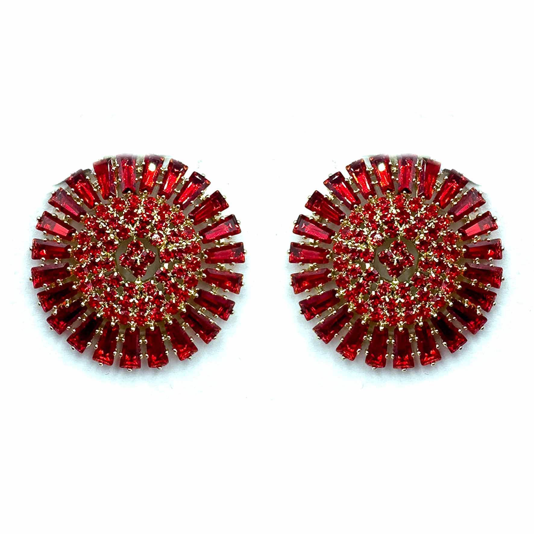 Palestro Milano Orecchini Base Gold - Rosso Cerchio Magico di Cristalli