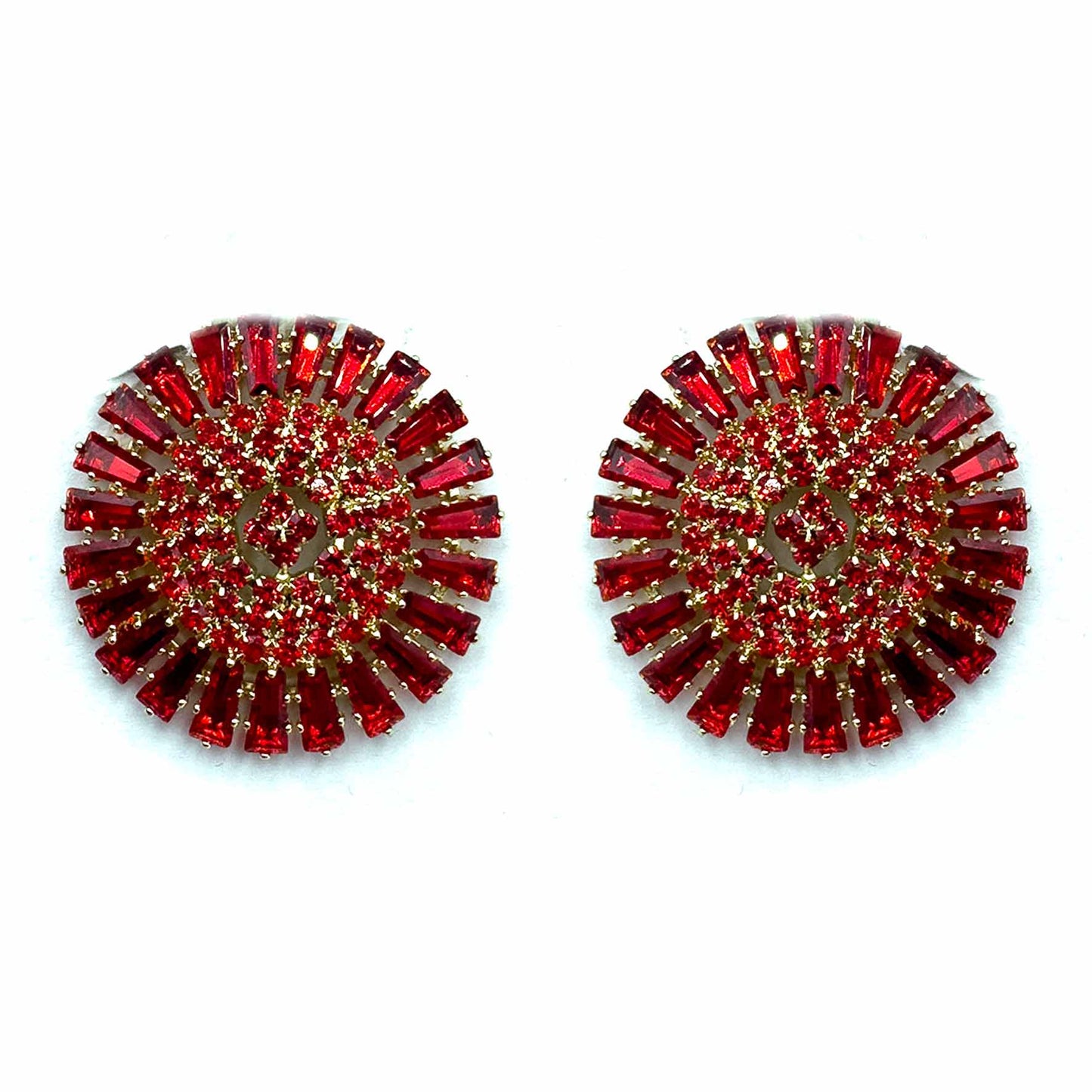 Palestro Milano Orecchini Base Gold - Rosso Cerchio Magico di Cristalli