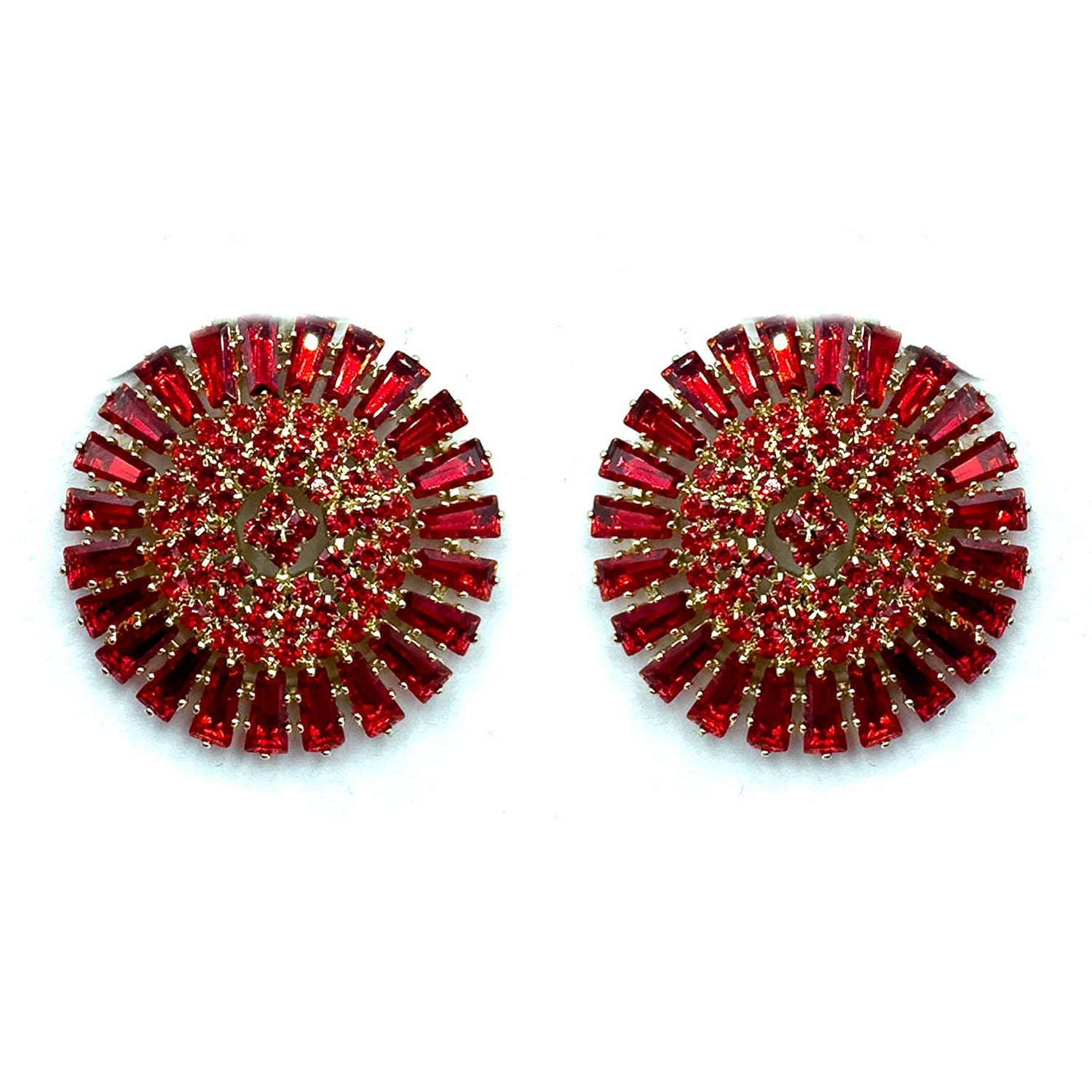 Palestro Milano Orecchini Base Gold - Rosso Cerchio Magico di Cristalli