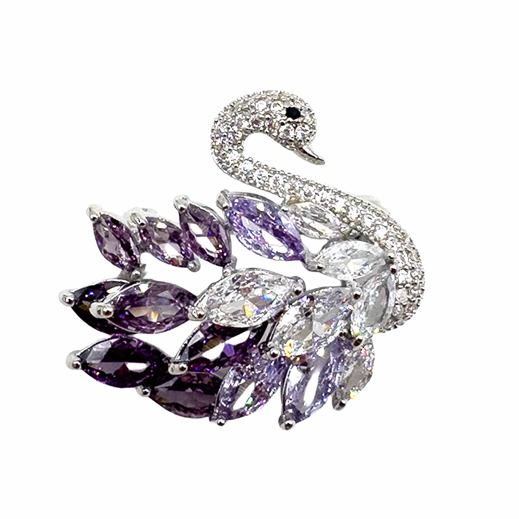 Palestro Milano Spille e spillette Base Silver - Violet/Lillac Cigno con Pietre