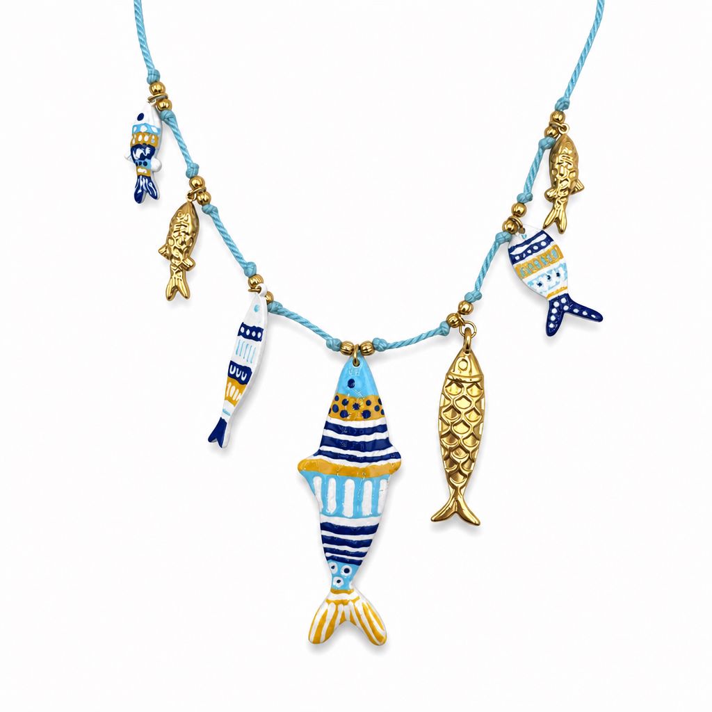 Collana di Pesci Azzurri Dipinti
