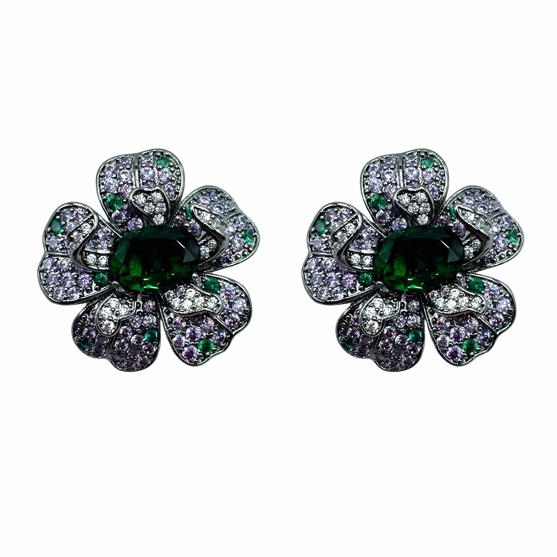 Palestro Milano Orecchini Dark - Verde Lillac Cosmos di Pavè