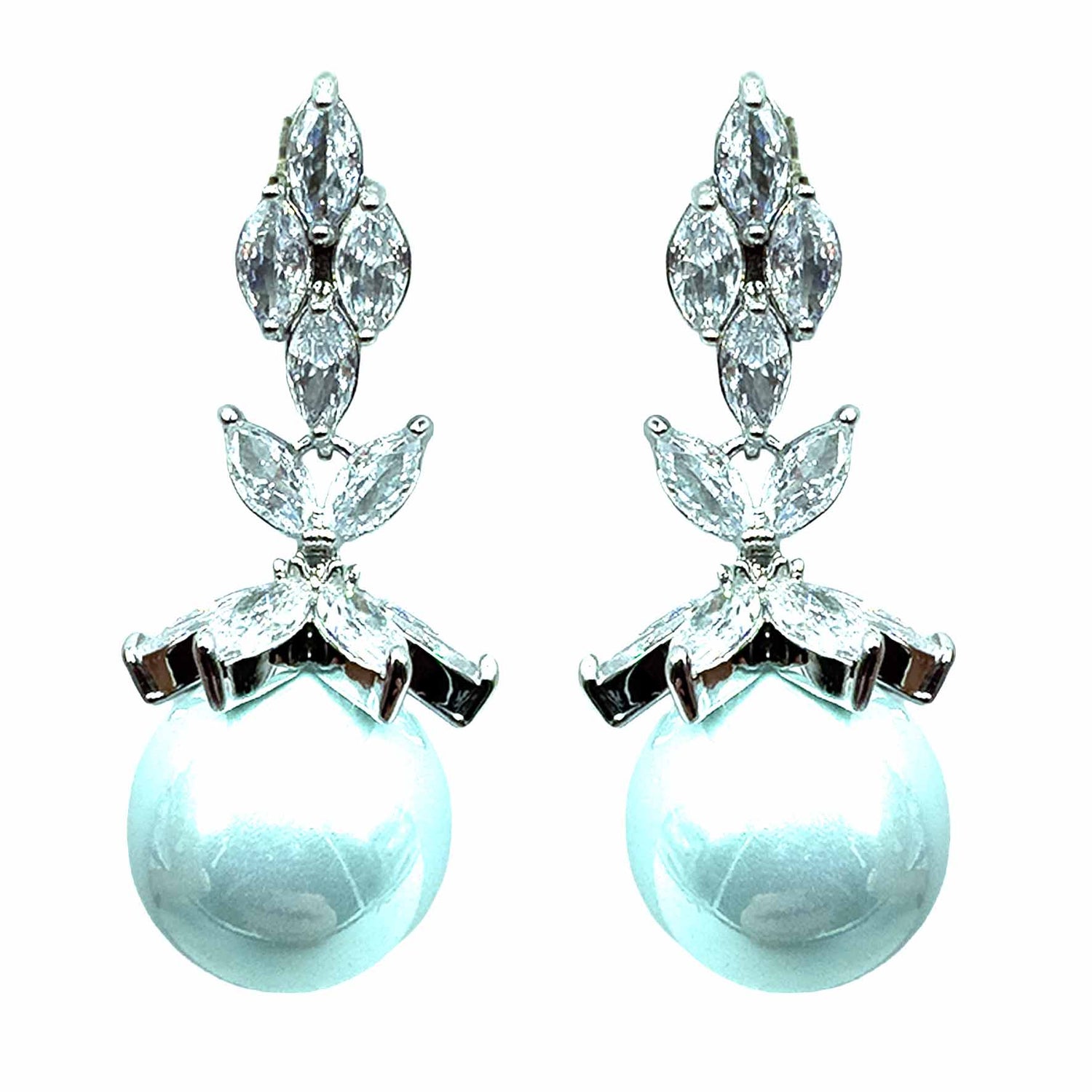 Palestro Milano Orecchini Perla Celeste chiaro Cristalli &amp; Perle