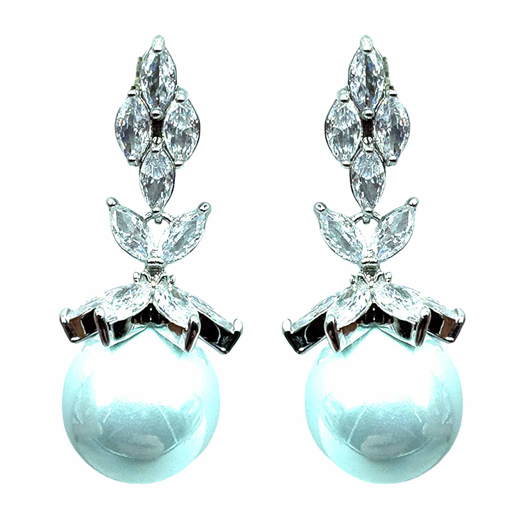 Palestro Milano Orecchini Perla Celeste chiaro Cristalli &amp; Perle