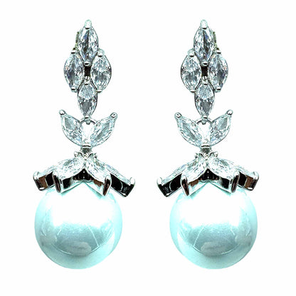 Palestro Milano Orecchini Perla Celeste chiaro Cristalli &amp; Perle