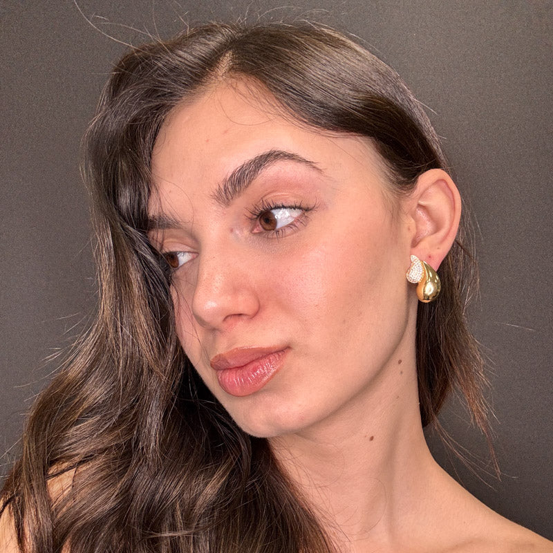 Palestro Milano Orecchini Doppia goccia gold con zirconi