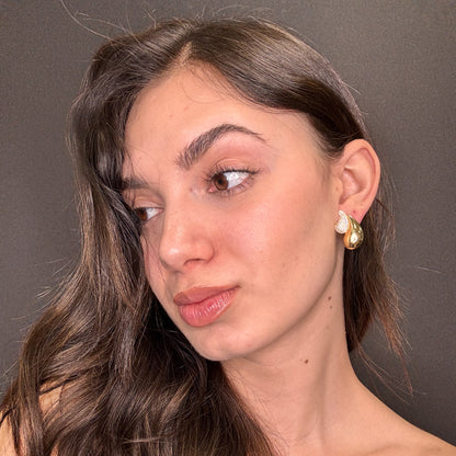 Palestro Milano Orecchini Doppia goccia gold con zirconi