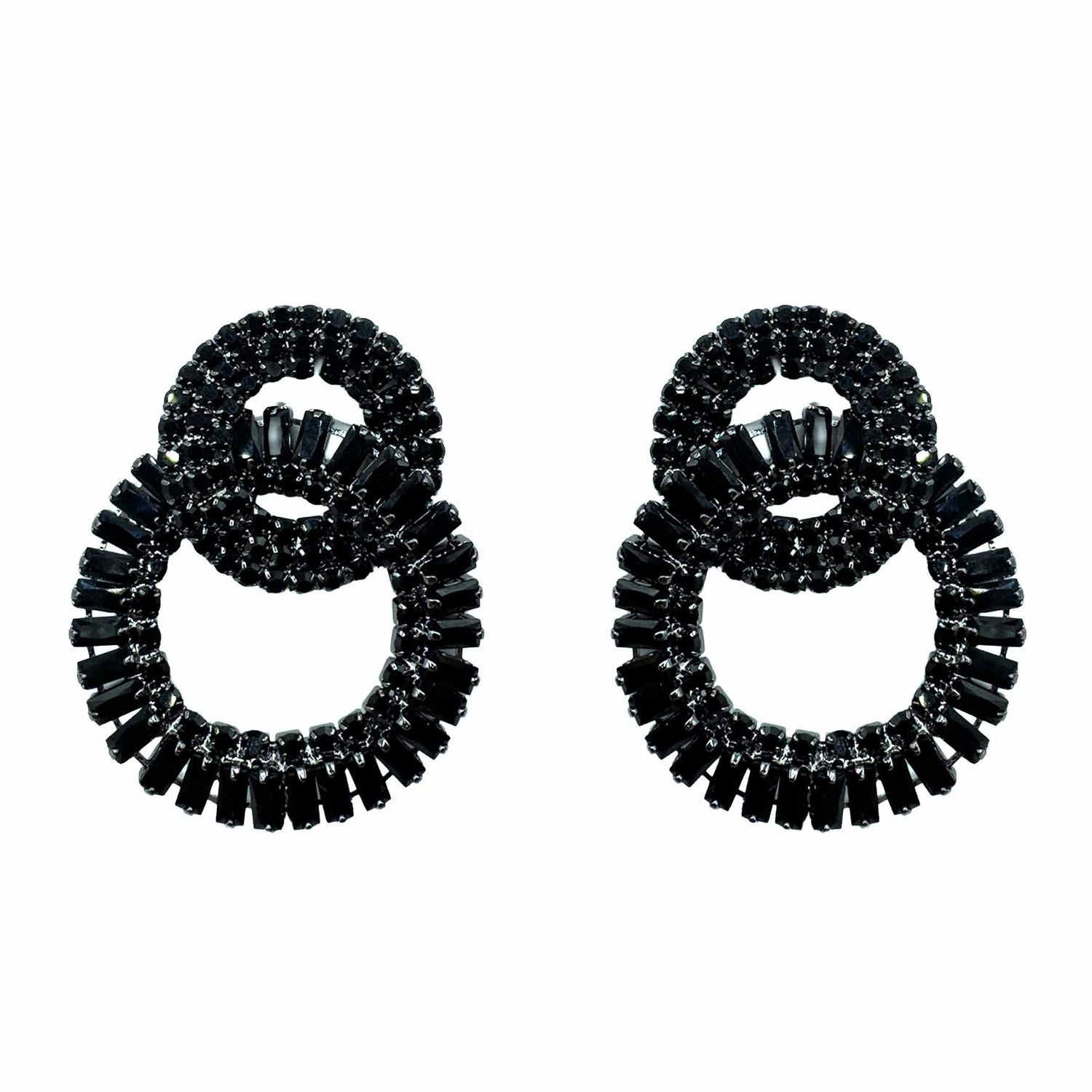 Palestro Milano Orecchini Doppio Cerchio di Cristalli Black