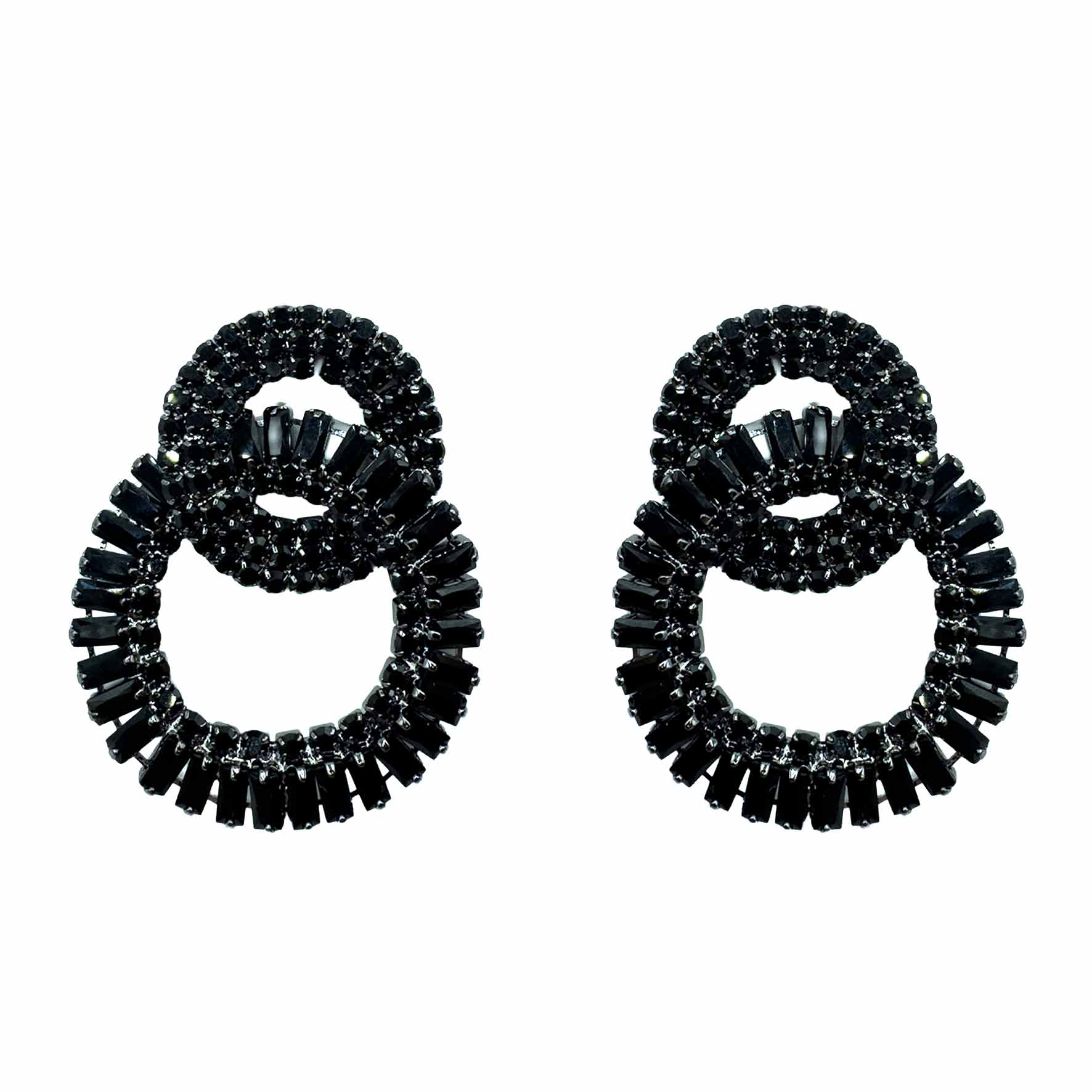 Palestro Milano Orecchini Doppio Cerchio di Cristalli Black