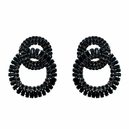 Palestro Milano Orecchini Doppio Cerchio di Cristalli Black
