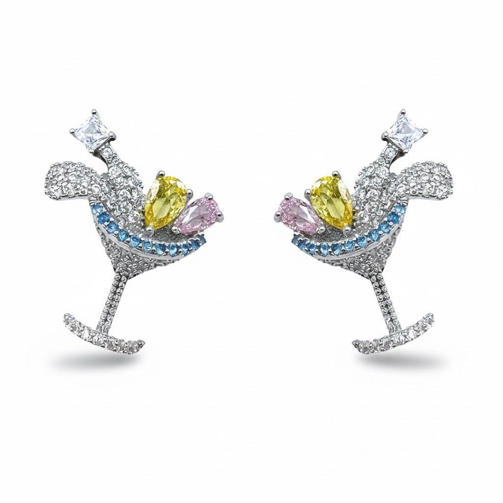 Palestro Milano Orecchini Silver Multi Drink di Pavè