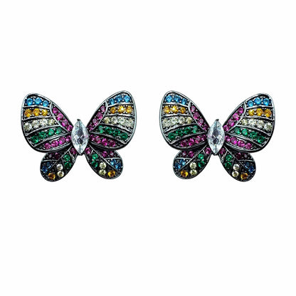 Palestro Milano Orecchini Dark - Multicolor Gemma Silver Farfalla &amp; Gemma
