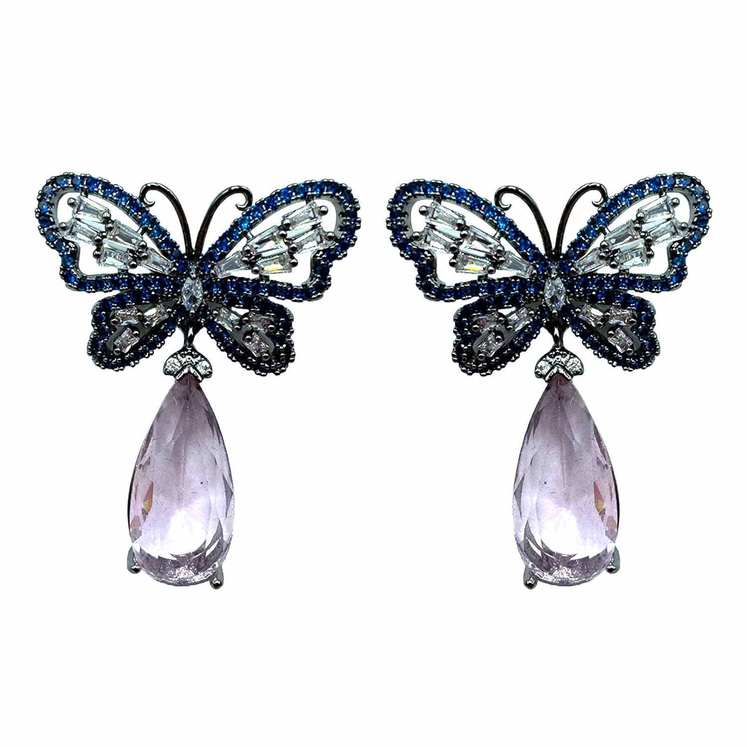 Palestro Milano Orecchini Dark - Blu Goccia Pink Farfalla &amp; Goccia