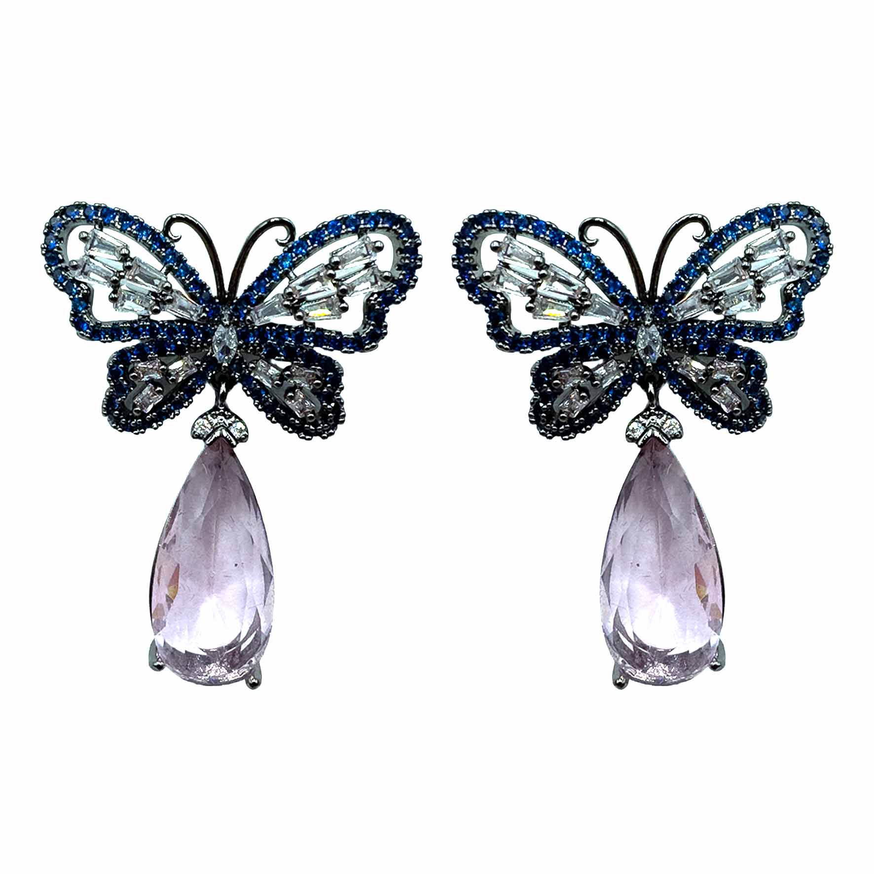 Palestro Milano Orecchini Dark - Blu Goccia Pink Farfalla &amp; Goccia