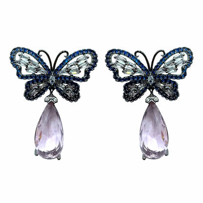 Palestro Milano Orecchini Dark - Blu Goccia Pink Farfalla &amp; Goccia