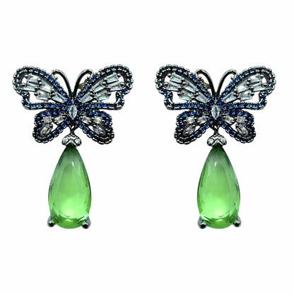 Palestro Milano Orecchini Dark - Blu Goccia Verde Chiaro Farfalla &amp; Goccia