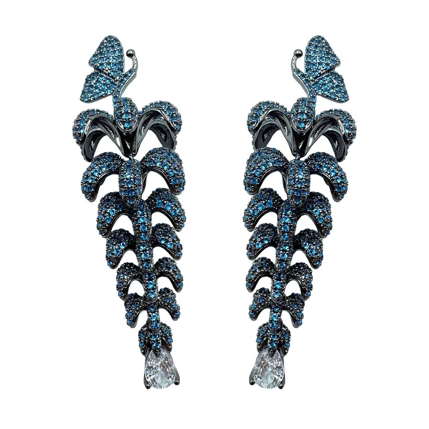 Palestro Milano Orecchini Blu Farfalla &amp; Pianta
