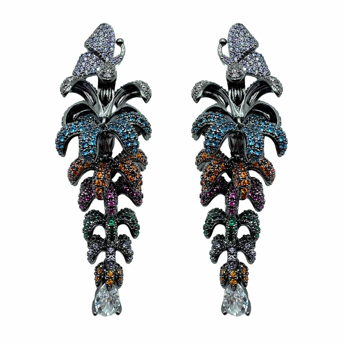 Palestro Milano Orecchini Multicolor Farfalla &amp; Pianta