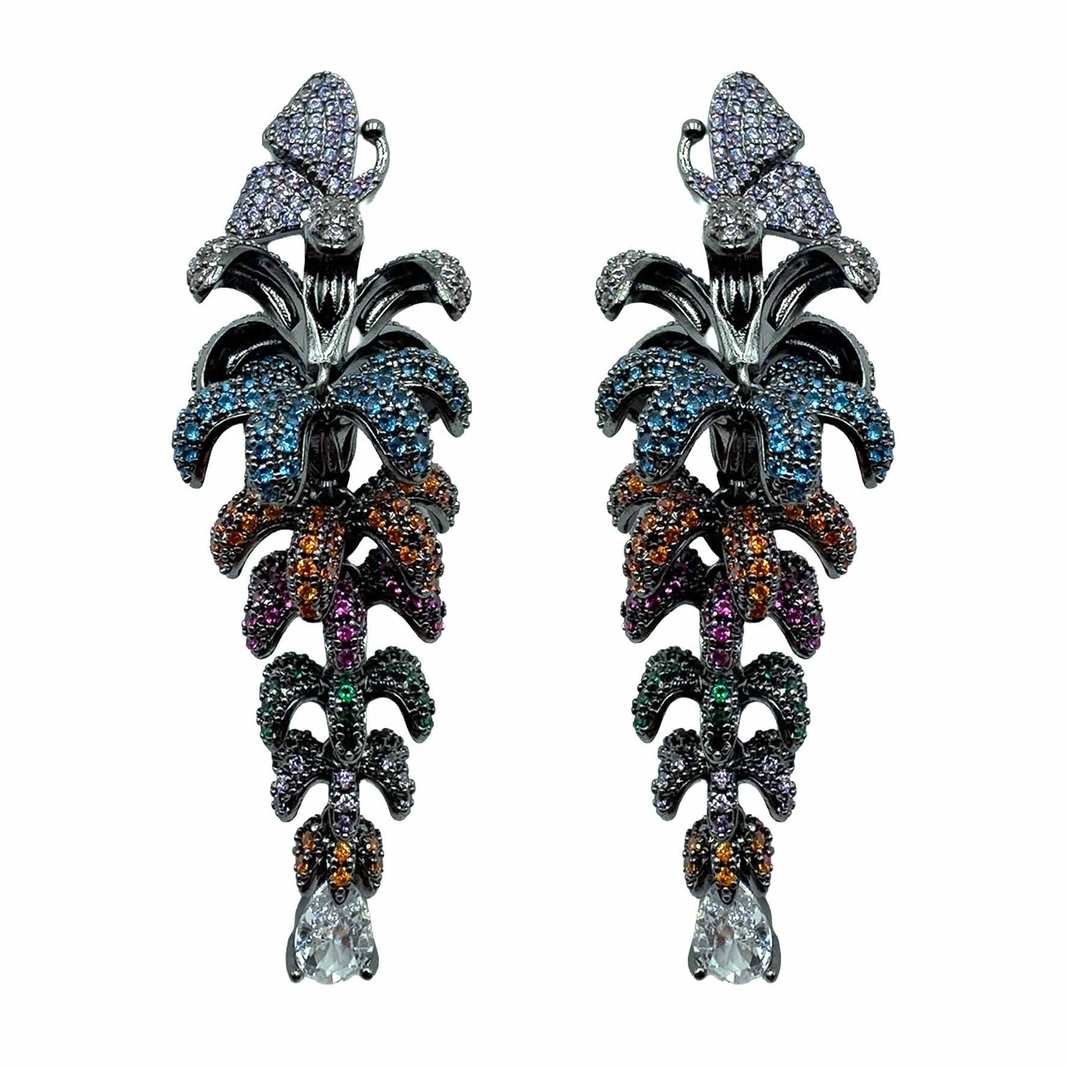 Palestro Milano Orecchini Multicolor Farfalla &amp; Pianta