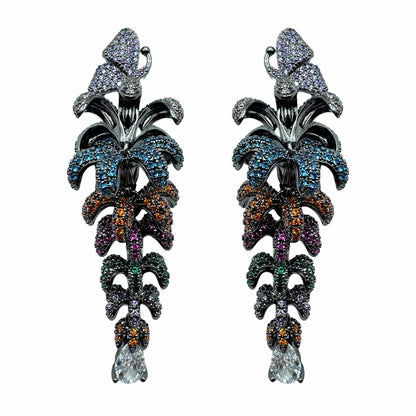 Palestro Milano Orecchini Multicolor Farfalla &amp; Pianta