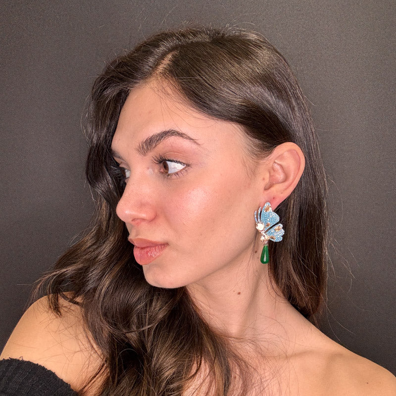 Palestro Milano Orecchini Farfalla di pavè turquoise