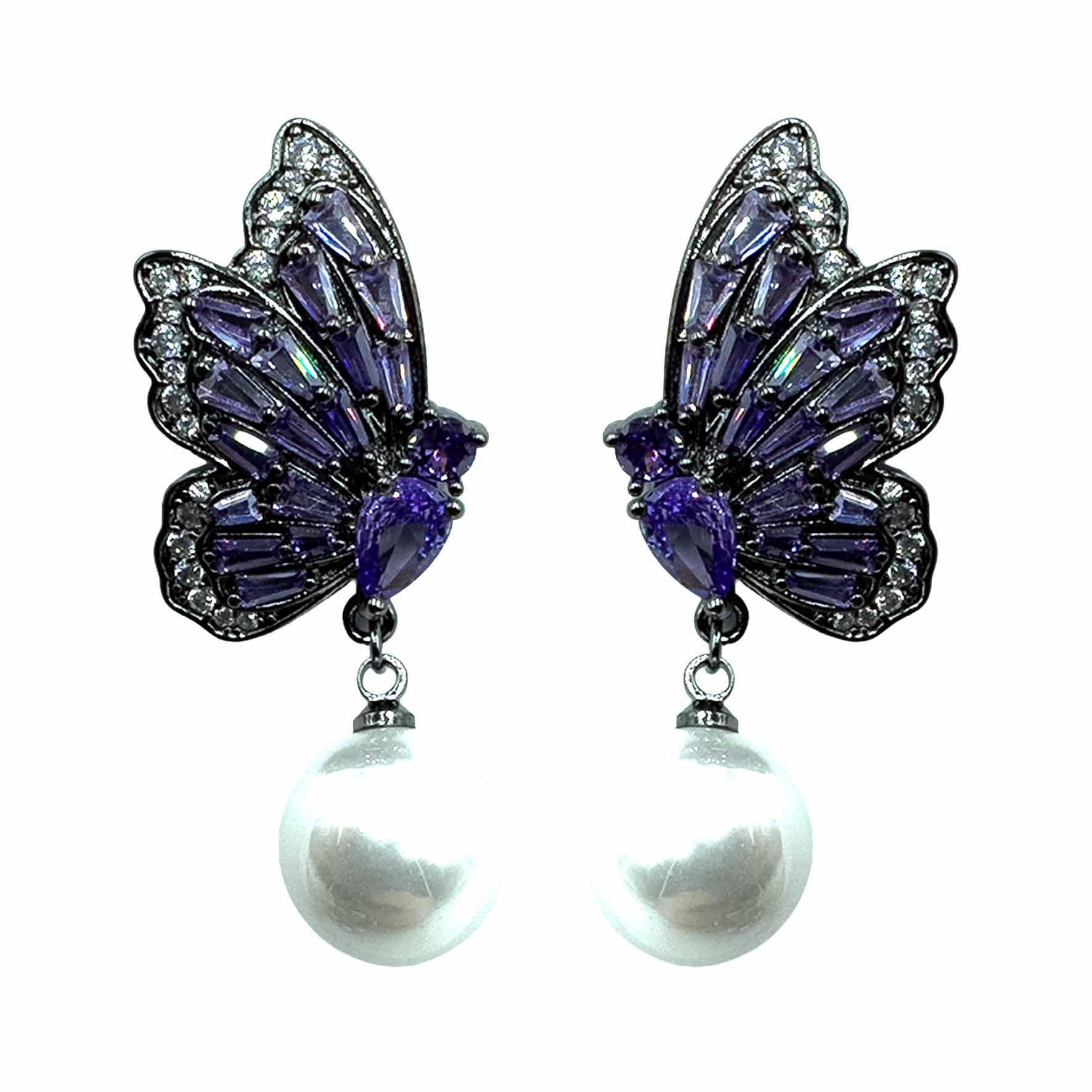 Palestro Milano Orecchini Violet Farfalline con Perla