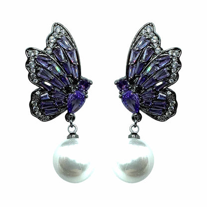 Palestro Milano Orecchini Violet Farfalline con Perla