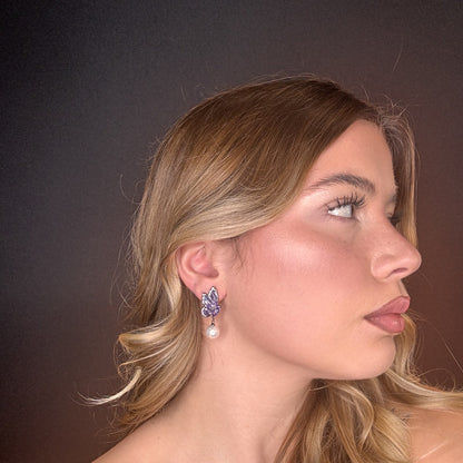 Palestro Milano Orecchini Farfalline con Perla