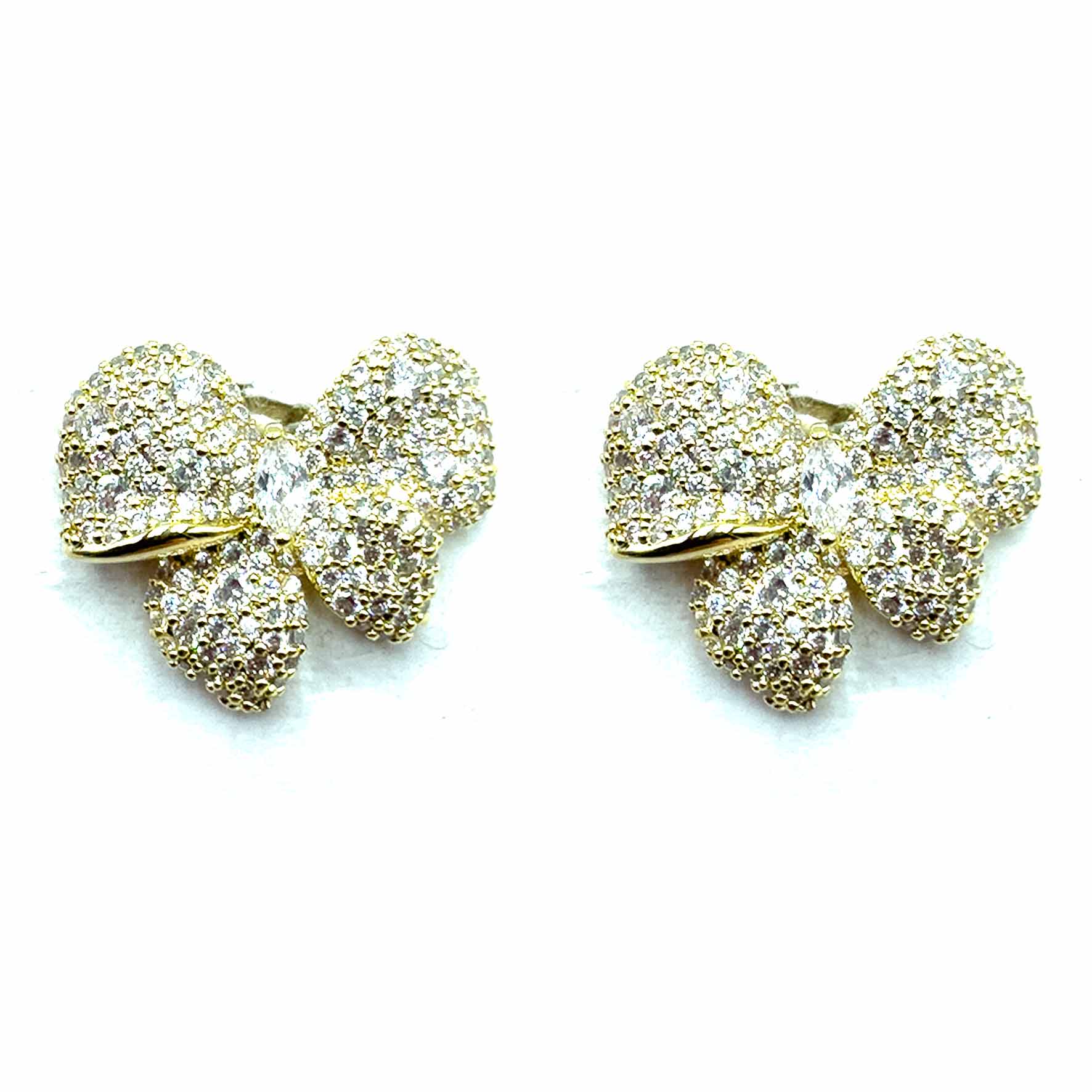 Palestro Milano Orecchini Total Gold Fiocchettini di Pavè