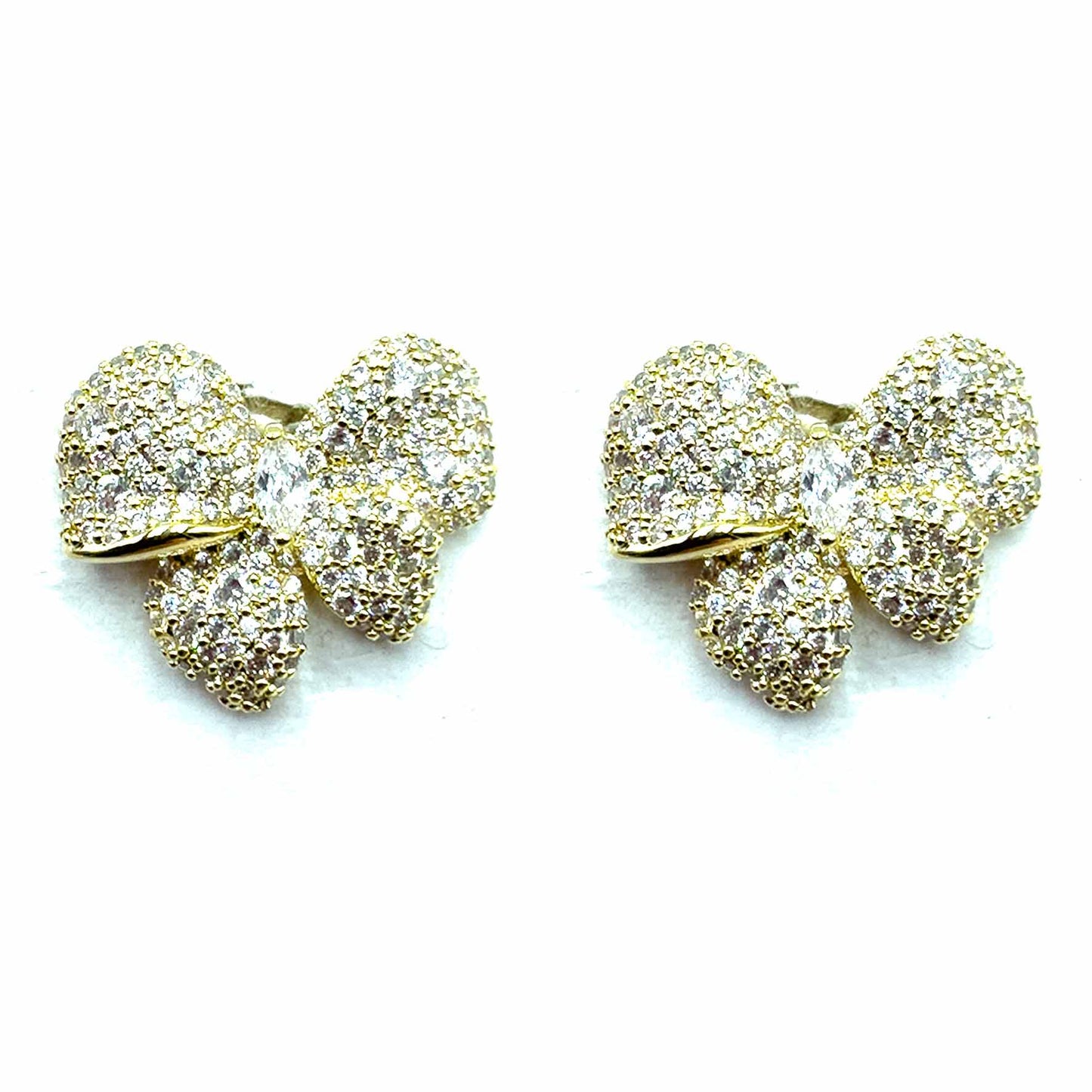 Palestro Milano Orecchini Total Gold Fiocchettini di Pavè