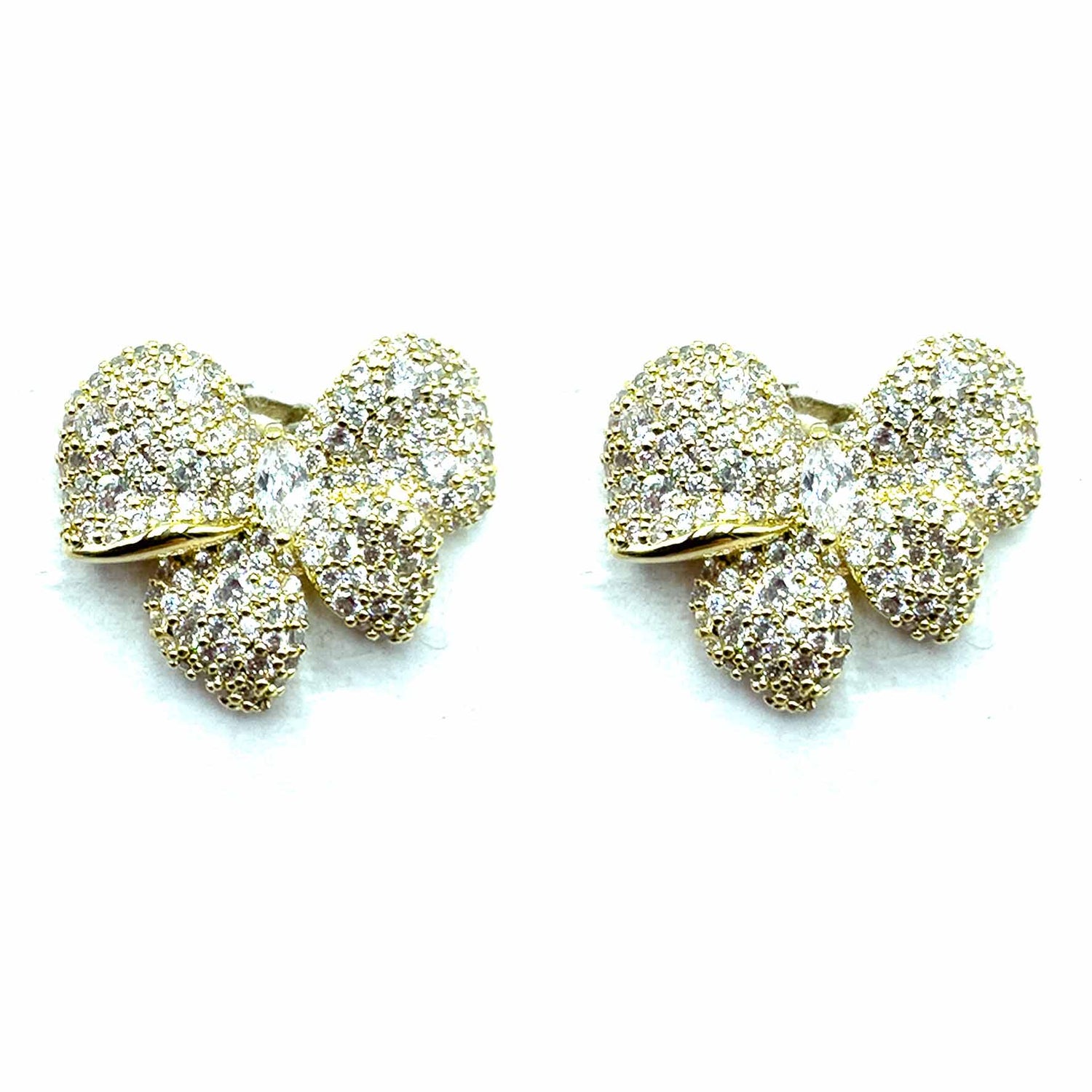 Palestro Milano Orecchini Total Gold Fiocchettini di Pavè