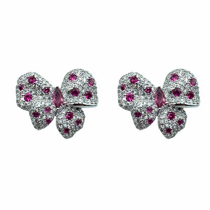 Palestro Milano Orecchini Silver - Fucsia Fiocchettini di Pavè