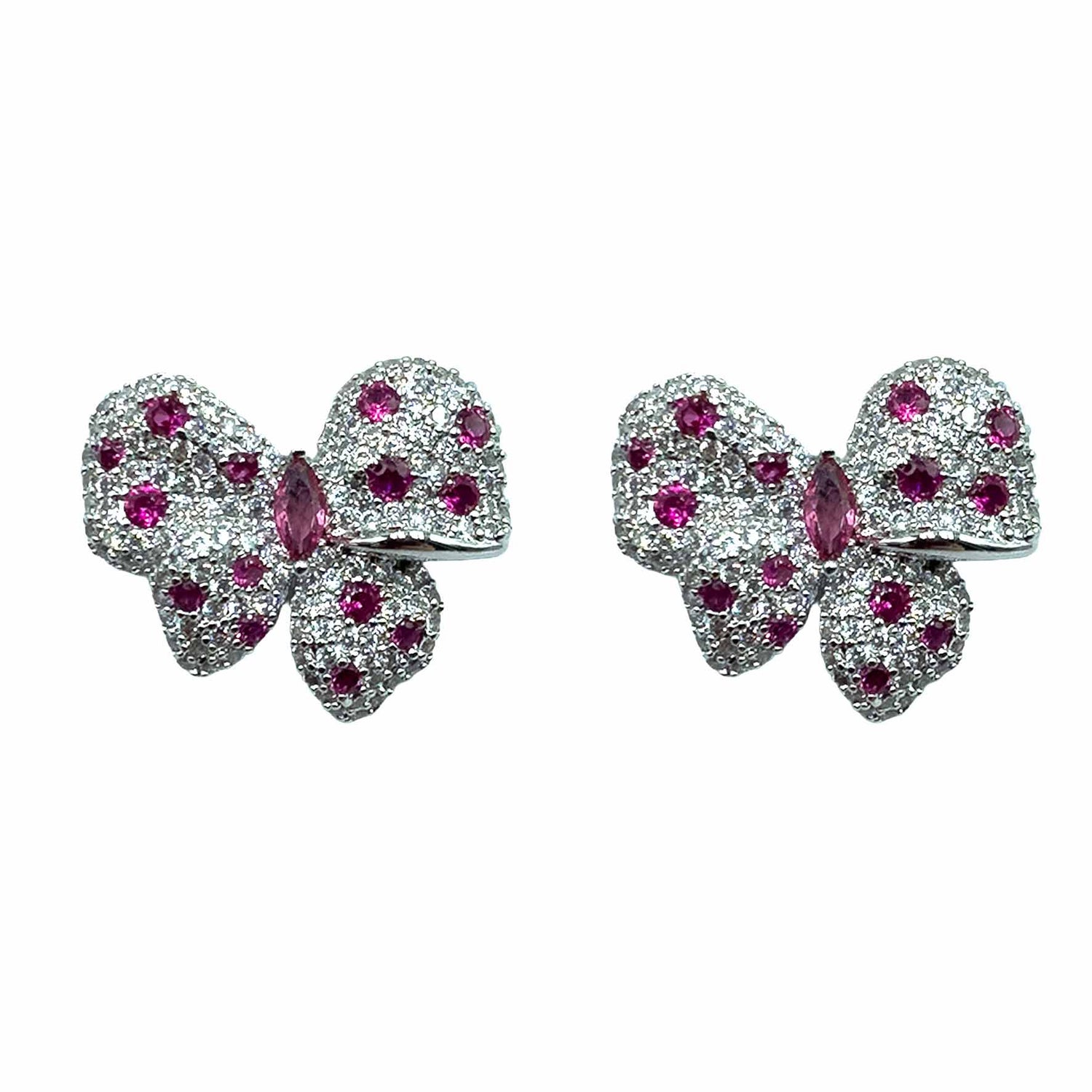 Palestro Milano Orecchini Silver - Fucsia Fiocchettini di Pavè