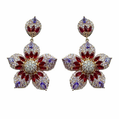 Palestro Milano Orecchini Rose Gold - Rubino Violet Fiore Azalea di Pavè