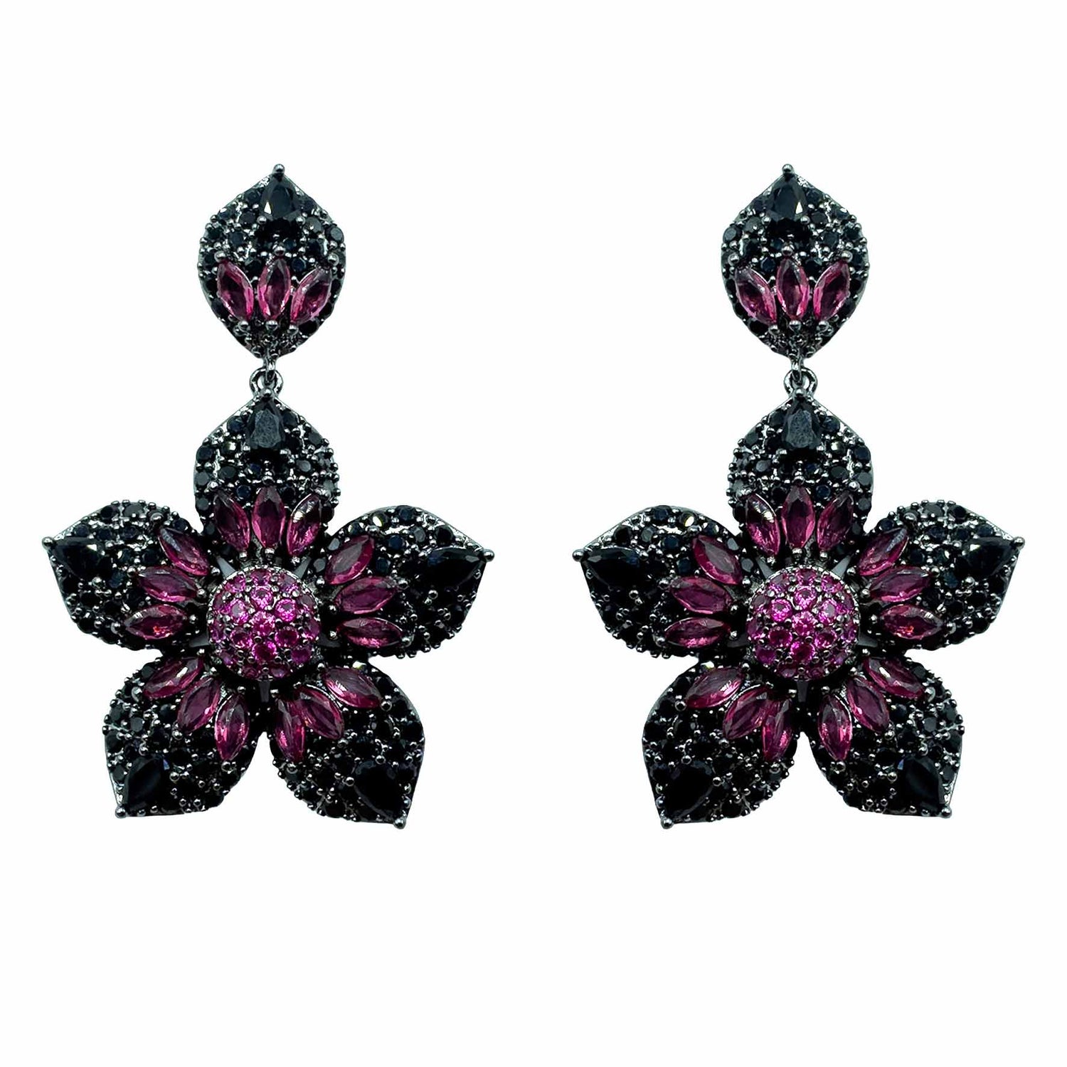 Palestro Milano Orecchini Dark - Fucsia Fiore Azalea di Pavè