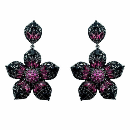 Palestro Milano Orecchini Dark - Fucsia Fiore Azalea di Pavè