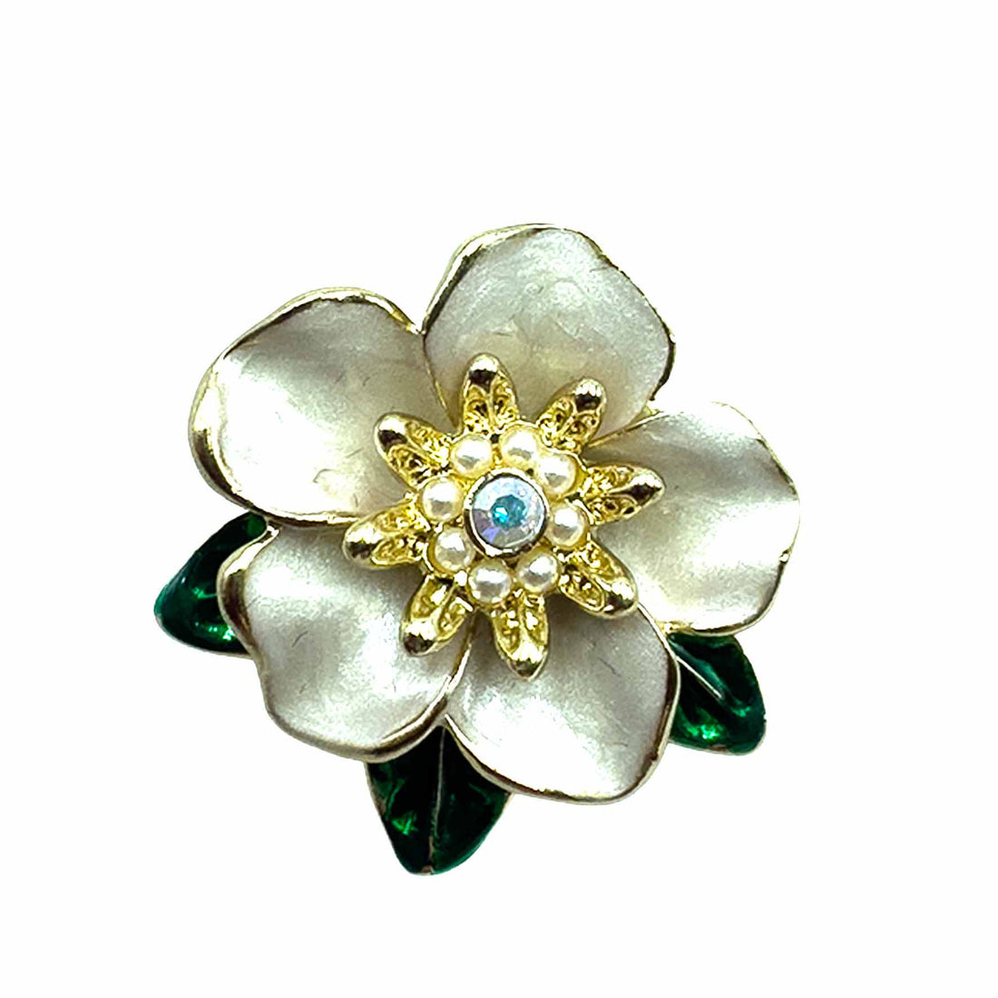 Palestro Milano Spille e spillette Bianco Fiore con Foglioline