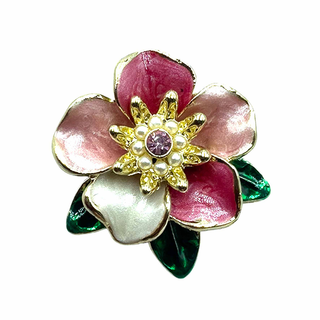 Palestro Milano Spille e spillette Fucsia Fiore con Foglioline