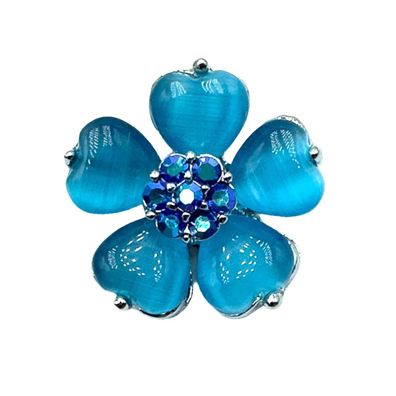 Palestro Milano Spille e spillette Silver - Celeste Fiore con Petali a Cuore