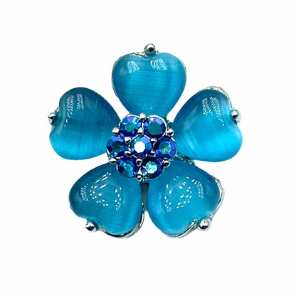 Palestro Milano Spille e spillette Silver - Celeste Fiore con Petali a Cuore