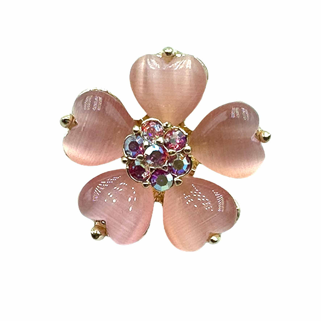Palestro Milano Spille e spillette Gold - Pink Fiore con Petali a Cuore