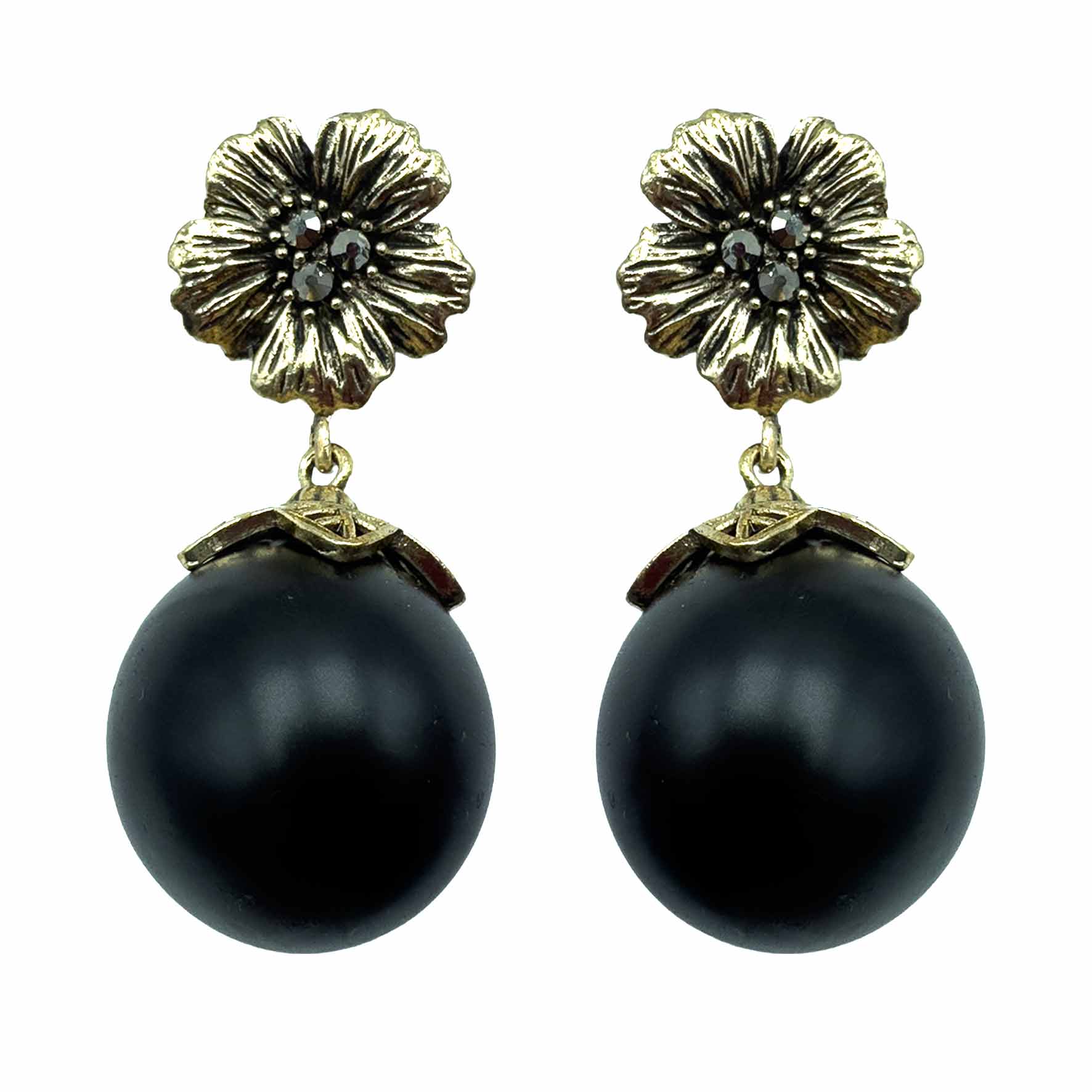 Palestro Milano Orecchini Perla Black Fiore d&