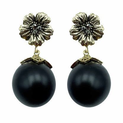 Palestro Milano Orecchini Perla Black Fiore d&